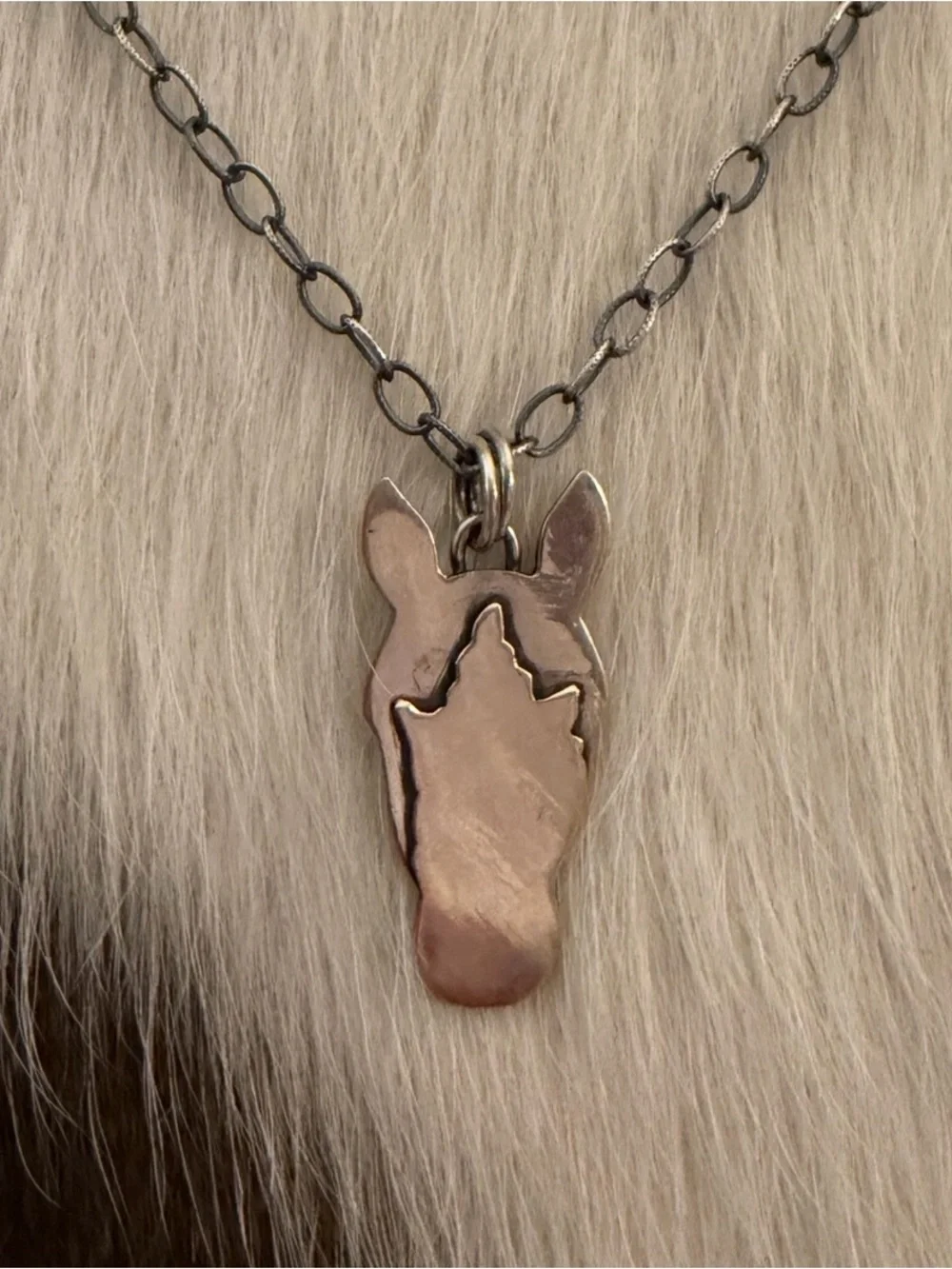 ❤️ Horse Head Silhouette Sterling Silver Hand Crafted Unisex Pendant 1.52”L